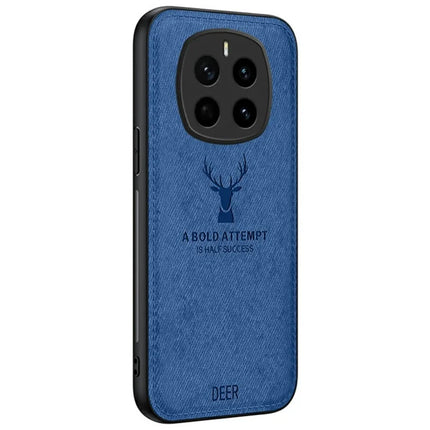 For Honor Magic7 5G Case Deer Pattern Cloth Texture PU Leather Hybrid Phone Cover - Blue