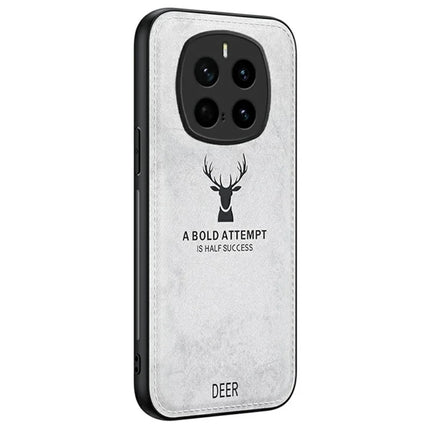 For Honor Magic7 Pro 5G Case Deer Pattern Cloth Texture PU Leather Hybrid Phone Cover - Grey