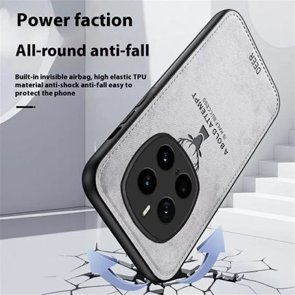 For Honor Magic7 Pro 5G Case Deer Pattern Cloth Texture PU Leather Hybrid Phone Cover