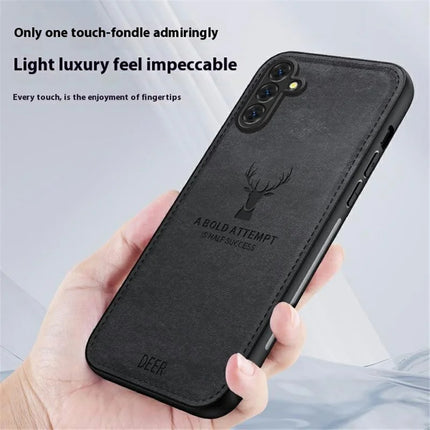 For Samsung Galaxy A16 4G / 5G Case Deer Pattern Cloth Texture PU Leather Hybrid Phone Cover