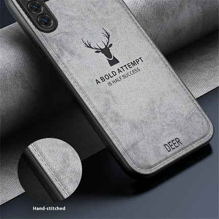 For Samsung Galaxy A16 4G / 5G Case Deer Pattern Cloth Texture PU Leather Hybrid Phone Cover