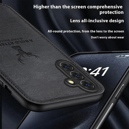 For Samsung Galaxy A16 4G / 5G Case Deer Pattern Cloth Texture PU Leather Hybrid Phone Cover