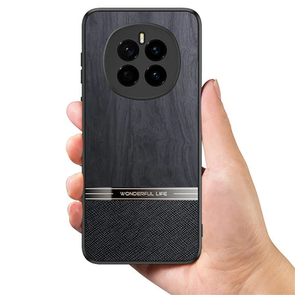 For Honor Magic7 5G Case Wood Texture Leather Coated TPU Phone Protective Cover