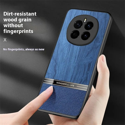 For Honor Magic7 5G Case Wood Texture Leather Coated TPU Phone Protective Cover