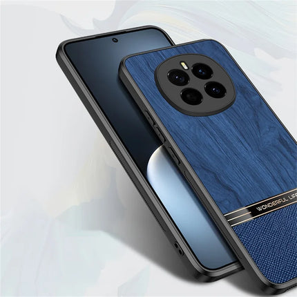 For Honor Magic7 5G Case Wood Texture Leather Coated TPU Phone Protective Cover