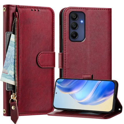 For Samsung Galaxy A16 5G / Galaxy A16 4G Case Zipper Pocket Multiple Card Slots Leather Phone Cover