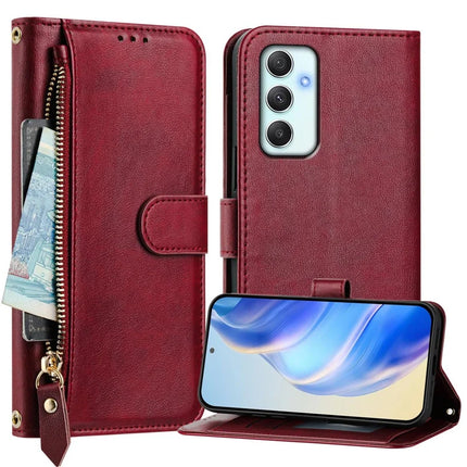 For Samsung Galaxy A35 5G Case Zipper Pocket Multiple Card Slots Leather Phone Cover