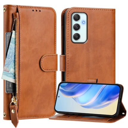 For Samsung Galaxy A35 5G Case Zipper Pocket Multiple Card Slots Leather Phone Cover