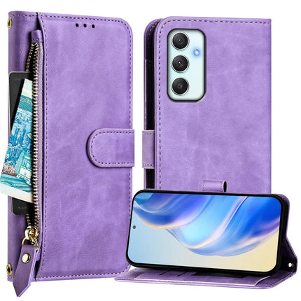 For Samsung Galaxy A35 5G Case Zipper Pocket Multiple Card Slots Leather Phone Cover