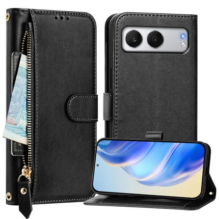 For OnePlus Nord 4 Case Zipper Pocket Multiple Card Slots Leather Phone Cover