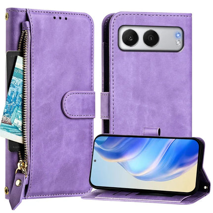 For OnePlus Nord 4 Case Zipper Pocket Multiple Card Slots Leather Phone Cover