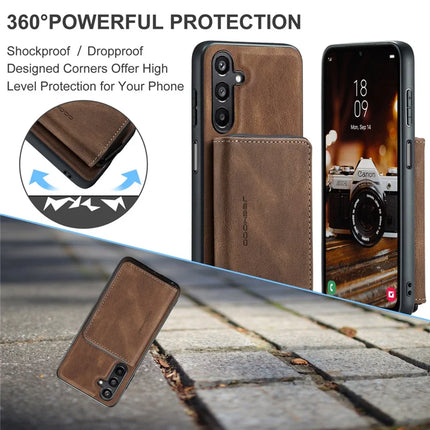 For Samsung Galaxy A16 5G Case JEEHOOD J02 Leather Back Cover with Detachable Zipper Card Holder Kickstand