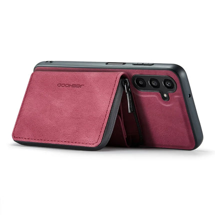 For Samsung Galaxy A16 5G Case JEEHOOD J02 Leather Back Cover with Detachable Zipper Card Holder Kickstand