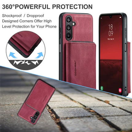 For Samsung Galaxy A16 5G Case JEEHOOD J02 Leather Back Cover with Detachable Zipper Card Holder Kickstand