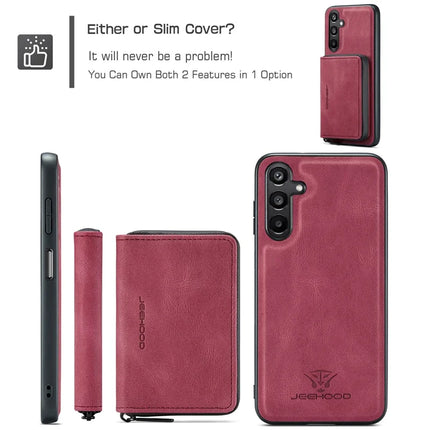 For Samsung Galaxy A16 5G Case JEEHOOD J02 Leather Back Cover with Detachable Zipper Card Holder Kickstand