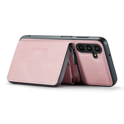 For Samsung Galaxy A16 5G Case JEEHOOD J02 Leather Back Cover with Detachable Zipper Card Holder Kickstand