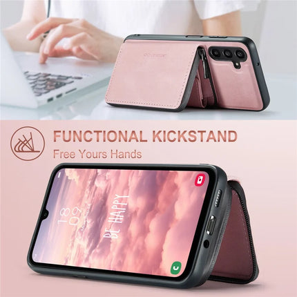 For Samsung Galaxy A16 5G Case JEEHOOD J02 Leather Back Cover with Detachable Zipper Card Holder Kickstand