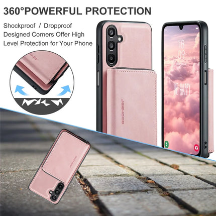 For Samsung Galaxy A16 5G Case JEEHOOD J02 Leather Back Cover with Detachable Zipper Card Holder Kickstand