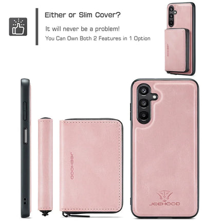 For Samsung Galaxy A16 5G Case JEEHOOD J02 Leather Back Cover with Detachable Zipper Card Holder Kickstand