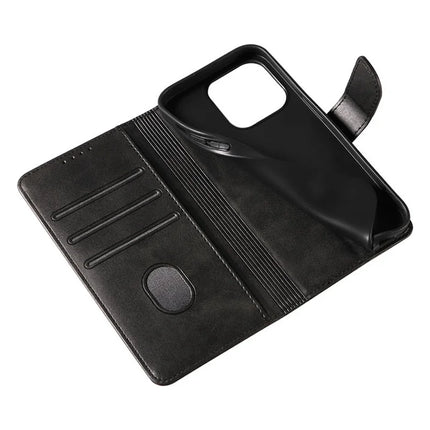 For iPhone 16 Pro Max Case Calf Texture Magnetic Clasp Wallet PU Leather Phone Cover