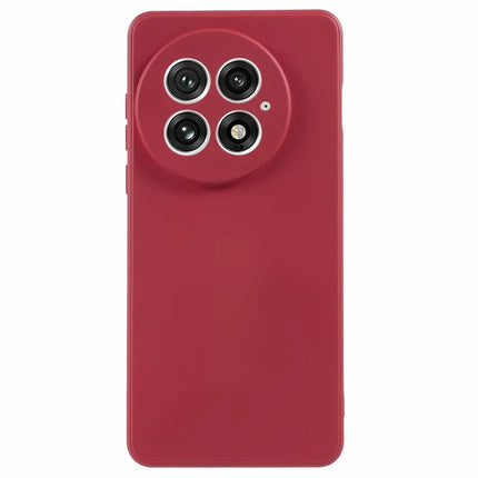 For OnePlus 13 Case TPU Back Soft Anti-Scratch Fiber Lining Phone Cover - Hawthorn Red