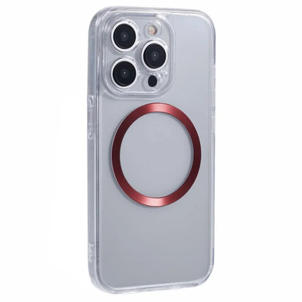 For iPhone 15 Pro Case Compatible with MagSafe CD Vein TPU+Acrylic Phone Cover - Red