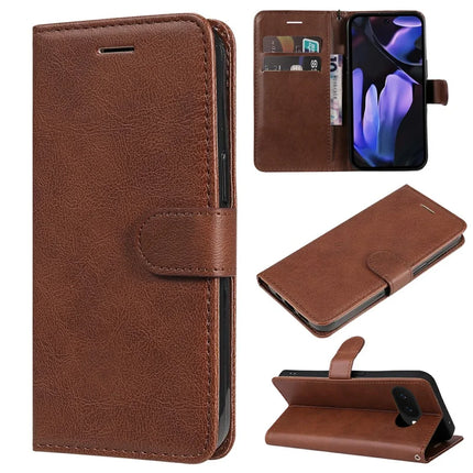 For Google Pixel 9a Case Solid Color Leather Mobile Cover Wallet Stand with Strap