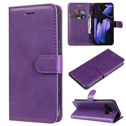 For Google Pixel 9a Case Solid Color Leather Mobile Cover Wallet Stand with Strap