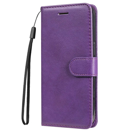 For Google Pixel 9a Case Solid Color Leather Mobile Cover Wallet Stand with Strap