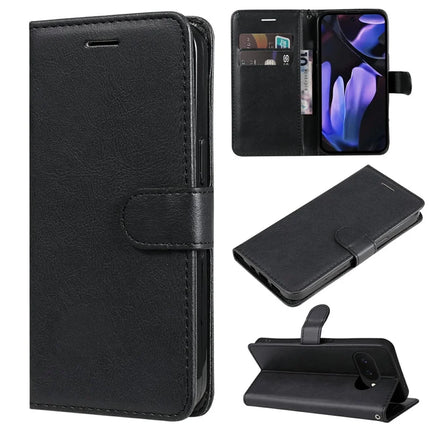 For Google Pixel 9a Case Solid Color Leather Mobile Cover Wallet Stand with Strap