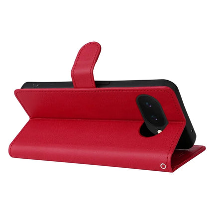 For Google Pixel 9a Case Solid Color Leather Mobile Cover Wallet Stand with Strap
