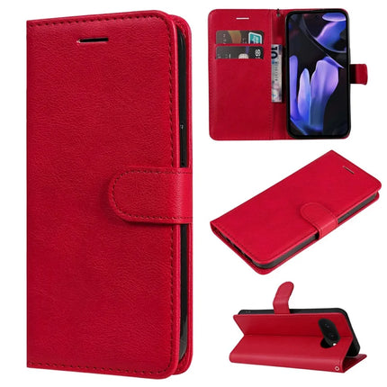 For Google Pixel 9a Case Solid Color Leather Mobile Cover Wallet Stand with Strap