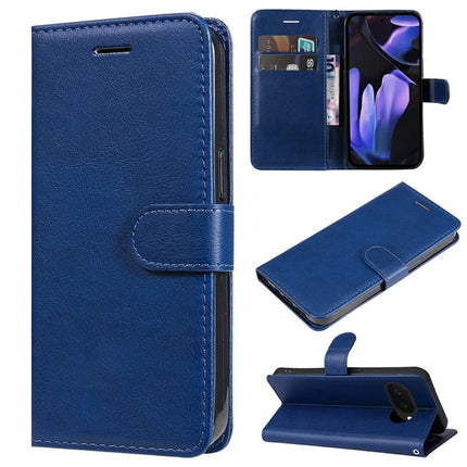 For Google Pixel 9a Case Solid Color Leather Mobile Cover Wallet Stand with Strap