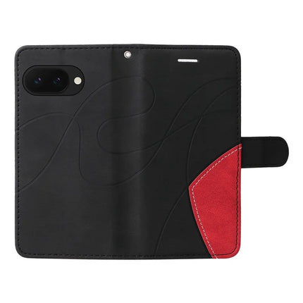 For Google Pixel 9a Leather Case Wallet Stand Color Splicing Phone Cover