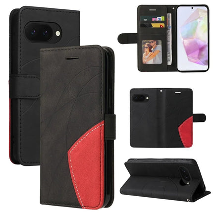 For Google Pixel 9a Leather Case Wallet Stand Color Splicing Phone Cover