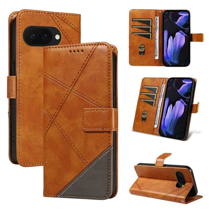For Google Pixel 9a Case Leather Geometric Line Wallet Phone Cover with Wrist Strap