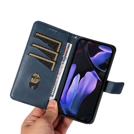 For Google Pixel 9a Case Leather Geometric Line Wallet Phone Cover with Wrist Strap