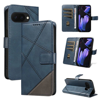 For Google Pixel 9a Case Leather Geometric Line Wallet Phone Cover with Wrist Strap