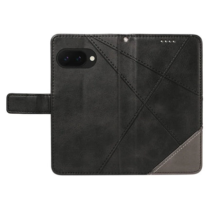 For Google Pixel 9a Case Leather Geometric Line Wallet Phone Cover with Wrist Strap