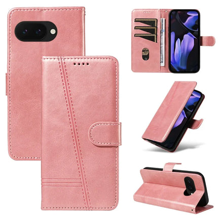 For Google Pixel 9a Case Flip Wallet T-Shape Lines Leather Phone Cover