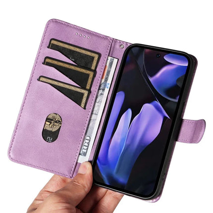 For Google Pixel 9a Case Flip Wallet T-Shape Lines Leather Phone Cover