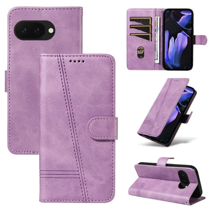 For Google Pixel 9a Case Flip Wallet T-Shape Lines Leather Phone Cover