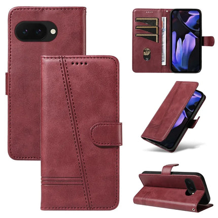 For Google Pixel 9a Case Flip Wallet T-Shape Lines Leather Phone Cover