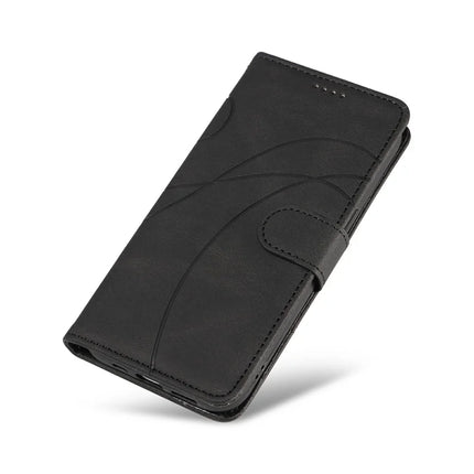 For Google Pixel 9a Case Stand Wallet Leather Phone Cover Curved Line Wrist Strap