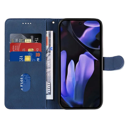 For Google Pixel 9a Case Stand Wallet Leather Phone Cover Curved Line Wrist Strap