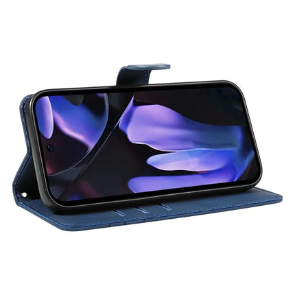 For Google Pixel 9a Case Stand Wallet Leather Phone Cover Curved Line Wrist Strap