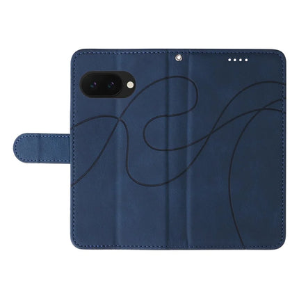 For Google Pixel 9a Case Stand Wallet Leather Phone Cover Curved Line Wrist Strap