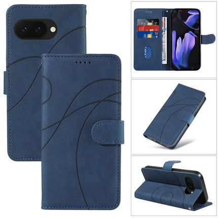 For Google Pixel 9a Case Stand Wallet Leather Phone Cover Curved Line Wrist Strap