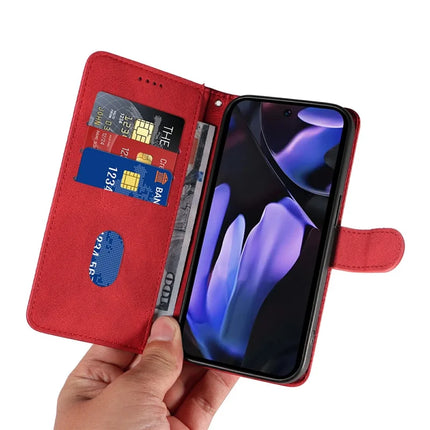 For Google Pixel 9a Case Stand Wallet Leather Phone Cover Curved Line Wrist Strap