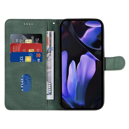 For Google Pixel 9a Case Stand Wallet Leather Phone Cover Curved Line Wrist Strap